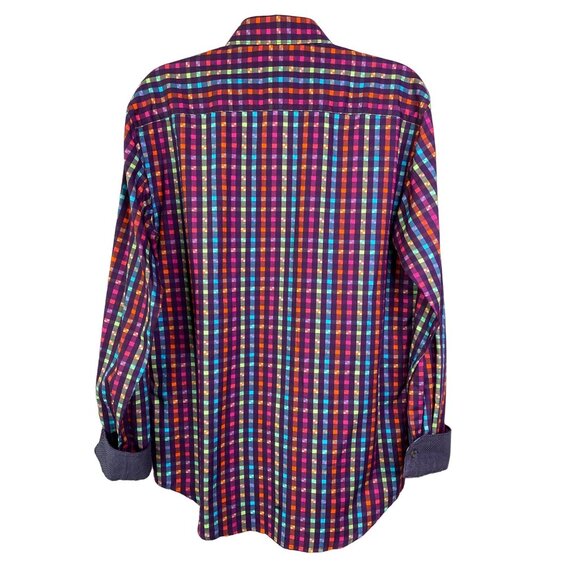Bugatchi Men's Colorful Checked Button-Down Dress Shirt Size M - Picture 2 of 10